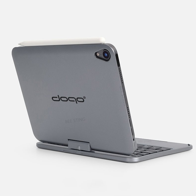 doqo 360 度可旋轉 2024 iPad mini 7 (8.3 吋) 鍵盤保護殼 - 繁體, 黑