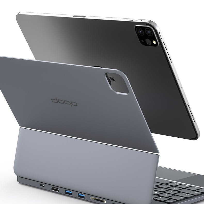 doqo 3 巧控含 HUB 2022 iPad Air 5 (10.9 吋) 鍵盤保護殼 - 繁體, 太空灰