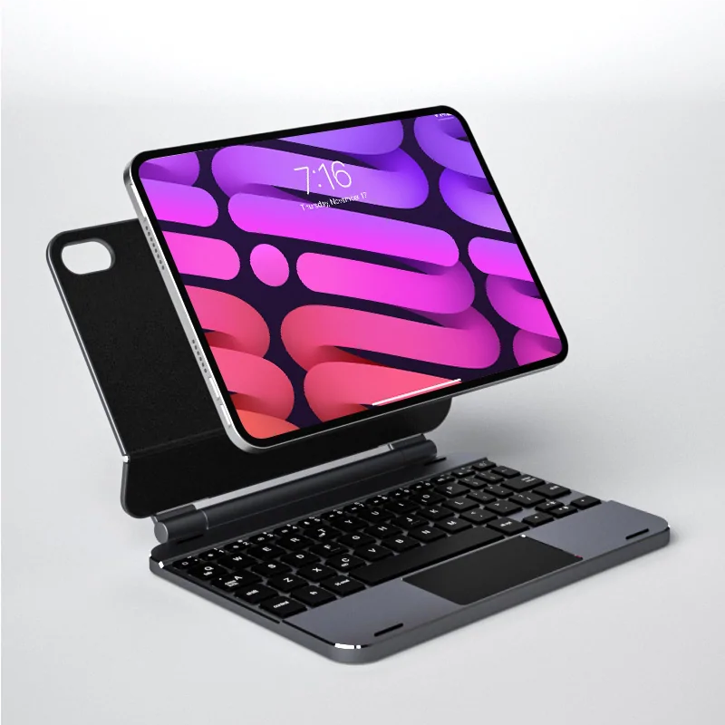 doqo 巧控磁吸式 2024 iPad mini 7 (8.3 吋) 鍵盤保護殼 - 繁體, 太空灰