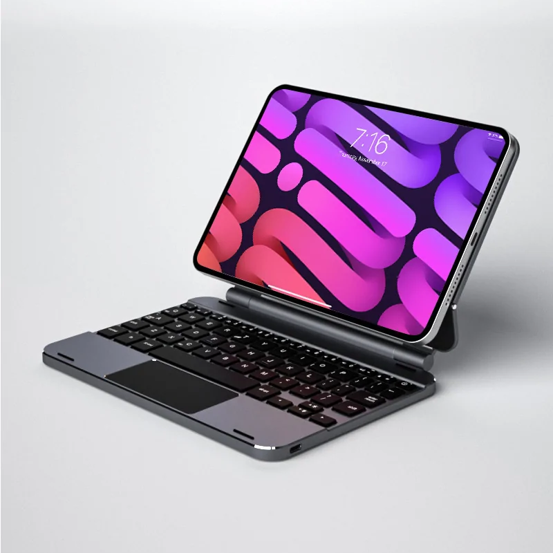 doqo 巧控磁吸式 2024 iPad mini 7 (8.3 吋) 鍵盤保護殼 - 繁體, 太空灰
