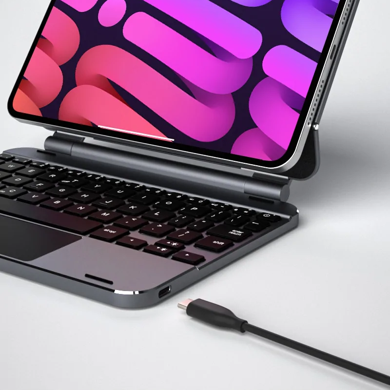 doqo 巧控磁吸式 2024 iPad mini 7 (8.3 吋) 鍵盤保護殼 - 繁體, 太空灰