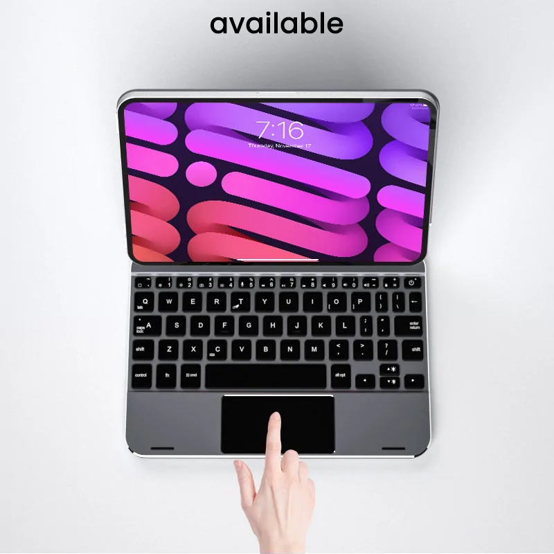 doqo 巧控磁吸式 2024 iPad mini 7 (8.3 吋) 鍵盤保護殼 - 繁體, 太空灰