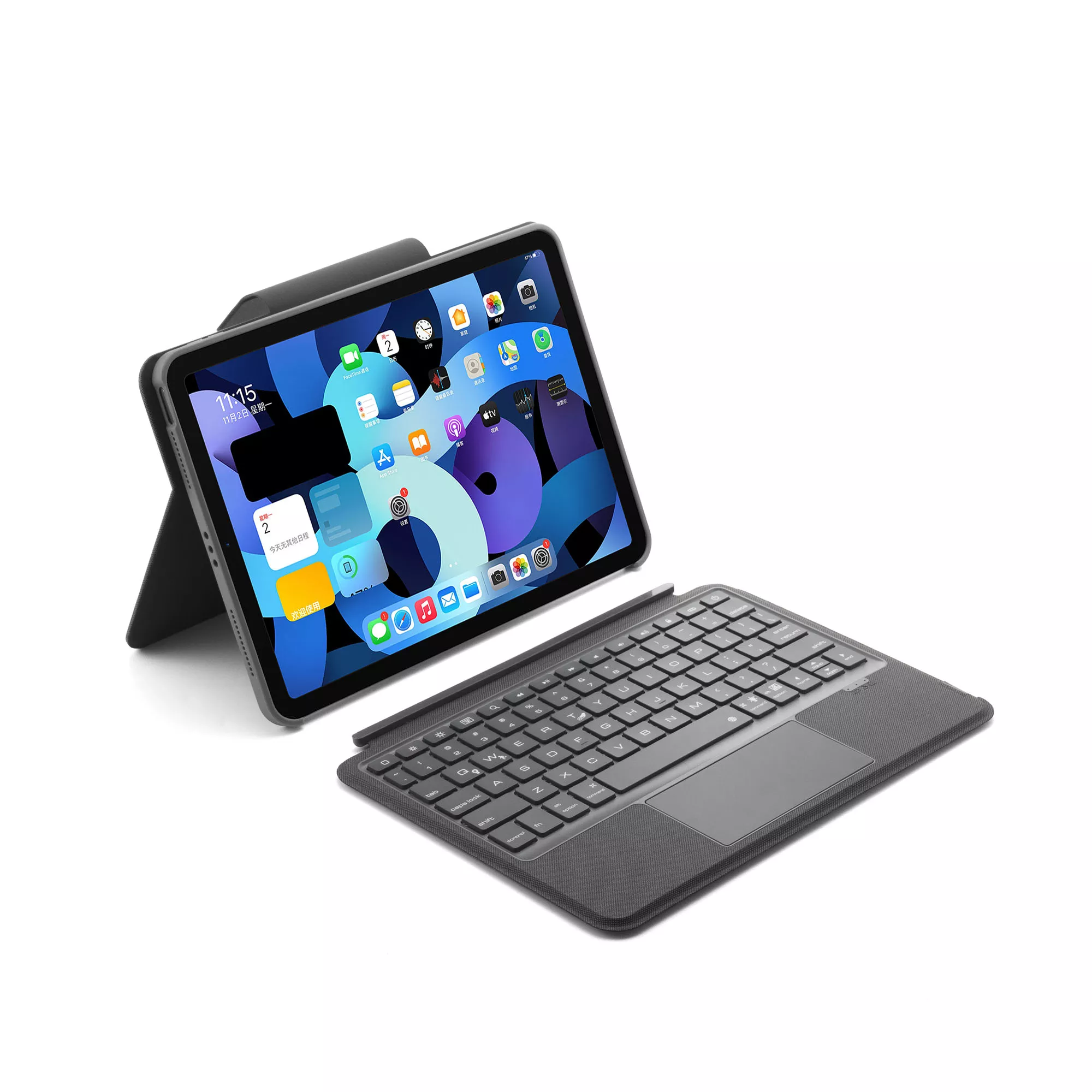 MLTIX 磁吸式抗彎曲 2024 iPad Air 6 (11 吋, M2) 含磁扣鍵盤保護殼 - 繁體, 極致灰