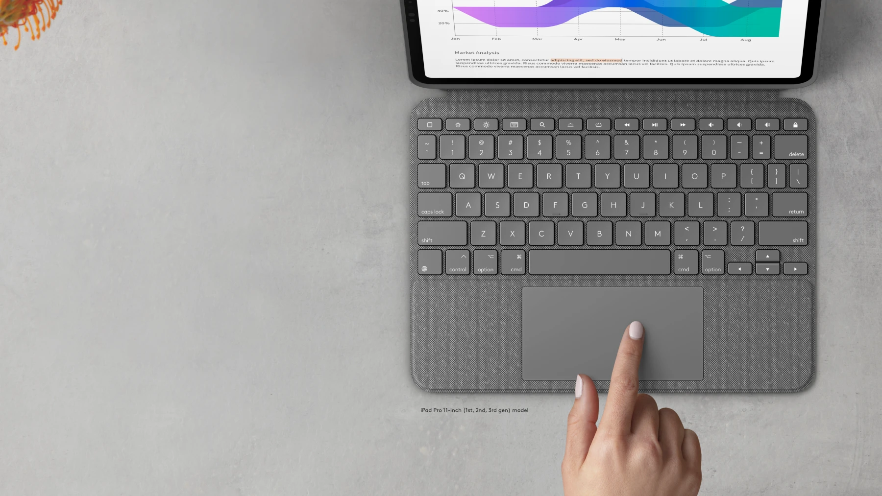 Logitech 羅技 COMBO TOUCH 2021 iPad Pro 11吋 3代 鍵盤保護殼 - 繁體, 灰