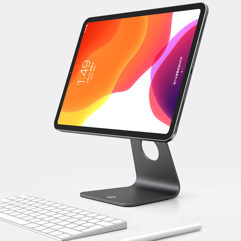 JOPREE X43 磁吸式 2022 iPad Pro 12.9吋 6代 金屬桌面支架, 太空灰