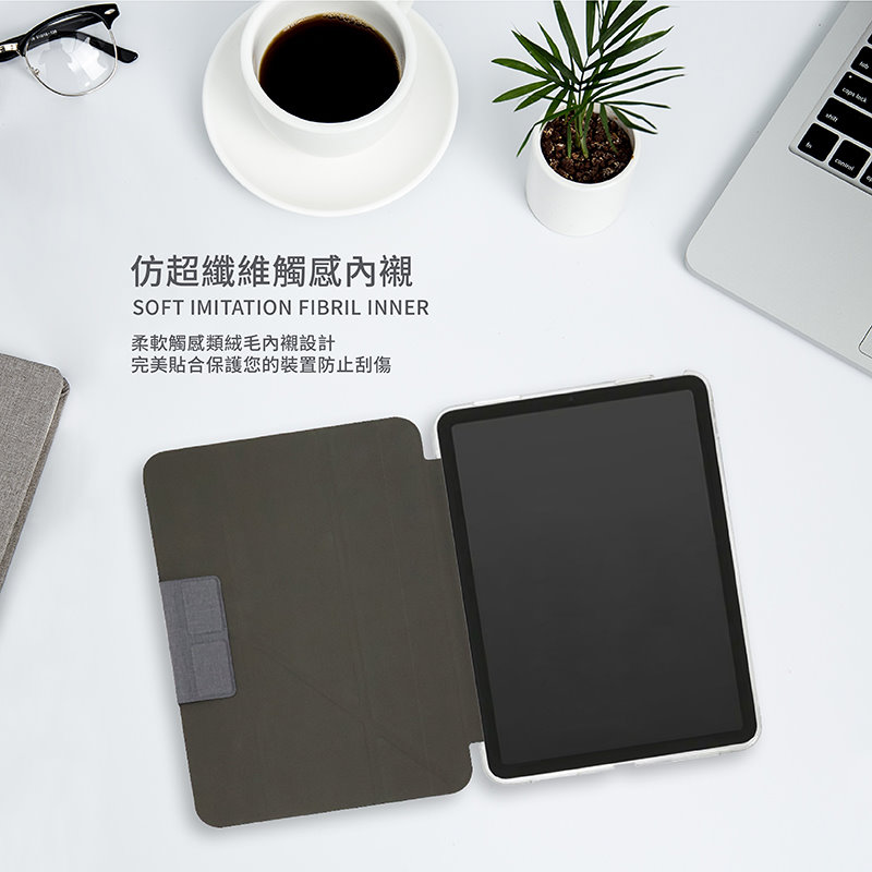 GNOVEL 全透含磁扣 2024 iPad Air 6 (11 吋, M2) 多角度平板保護殼, 黑