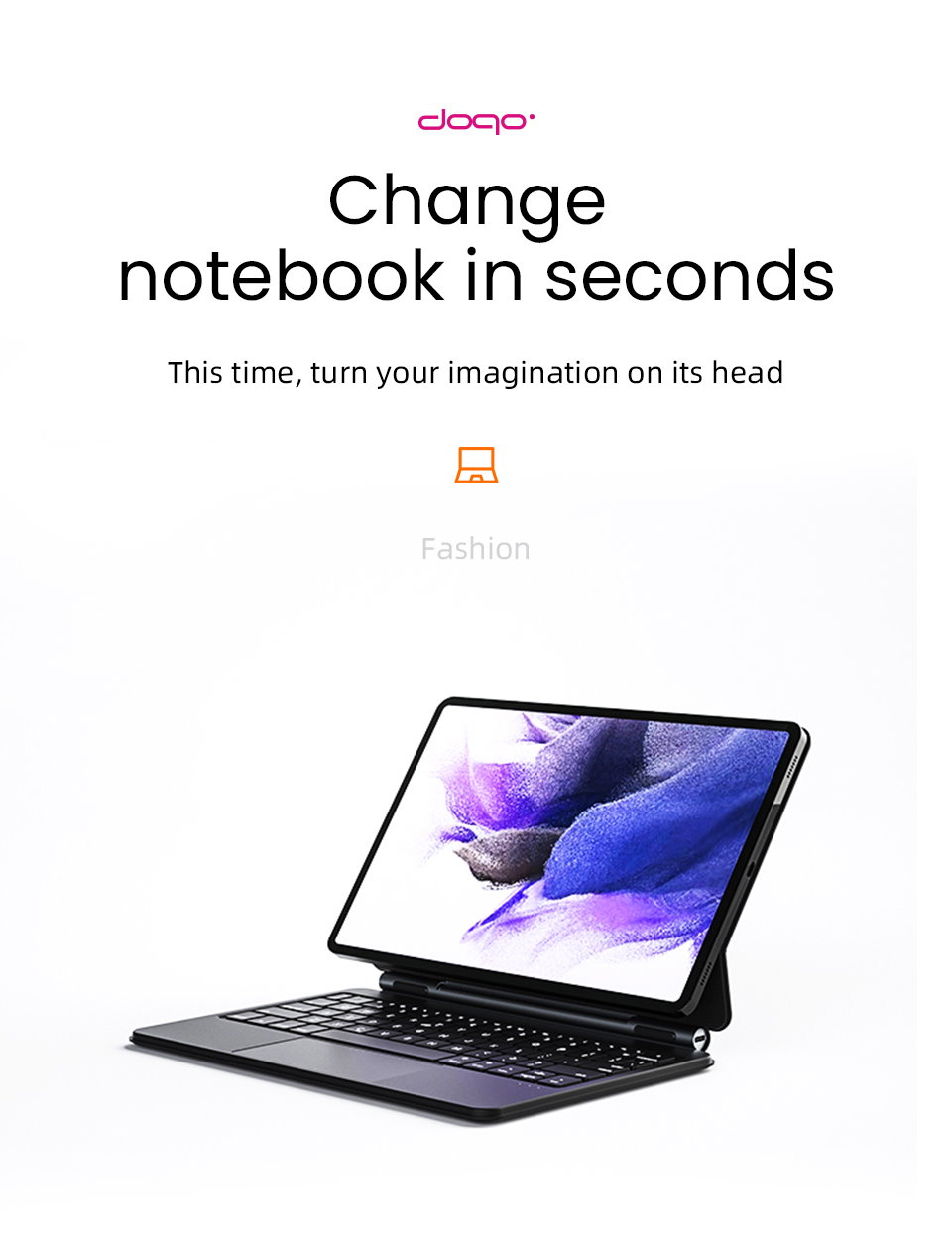 doqo 磁吸式 2020 Galaxy Tab S7 (11 吋) 巧控鍵盤保護套 - 繁體, 白