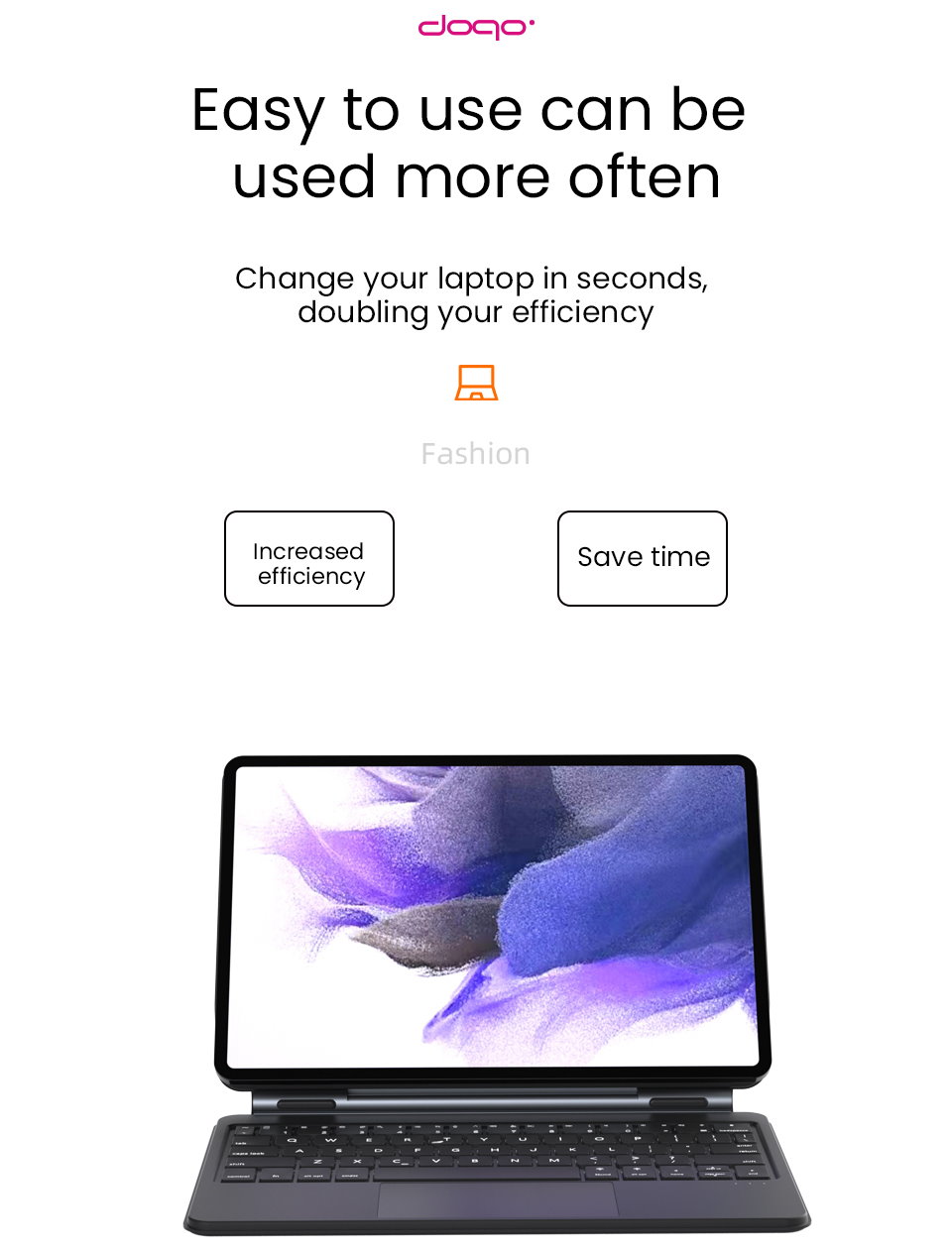doqo 磁吸式 2020 Galaxy Tab S7 (11 吋) 巧控鍵盤保護套 - 繁體, 白
