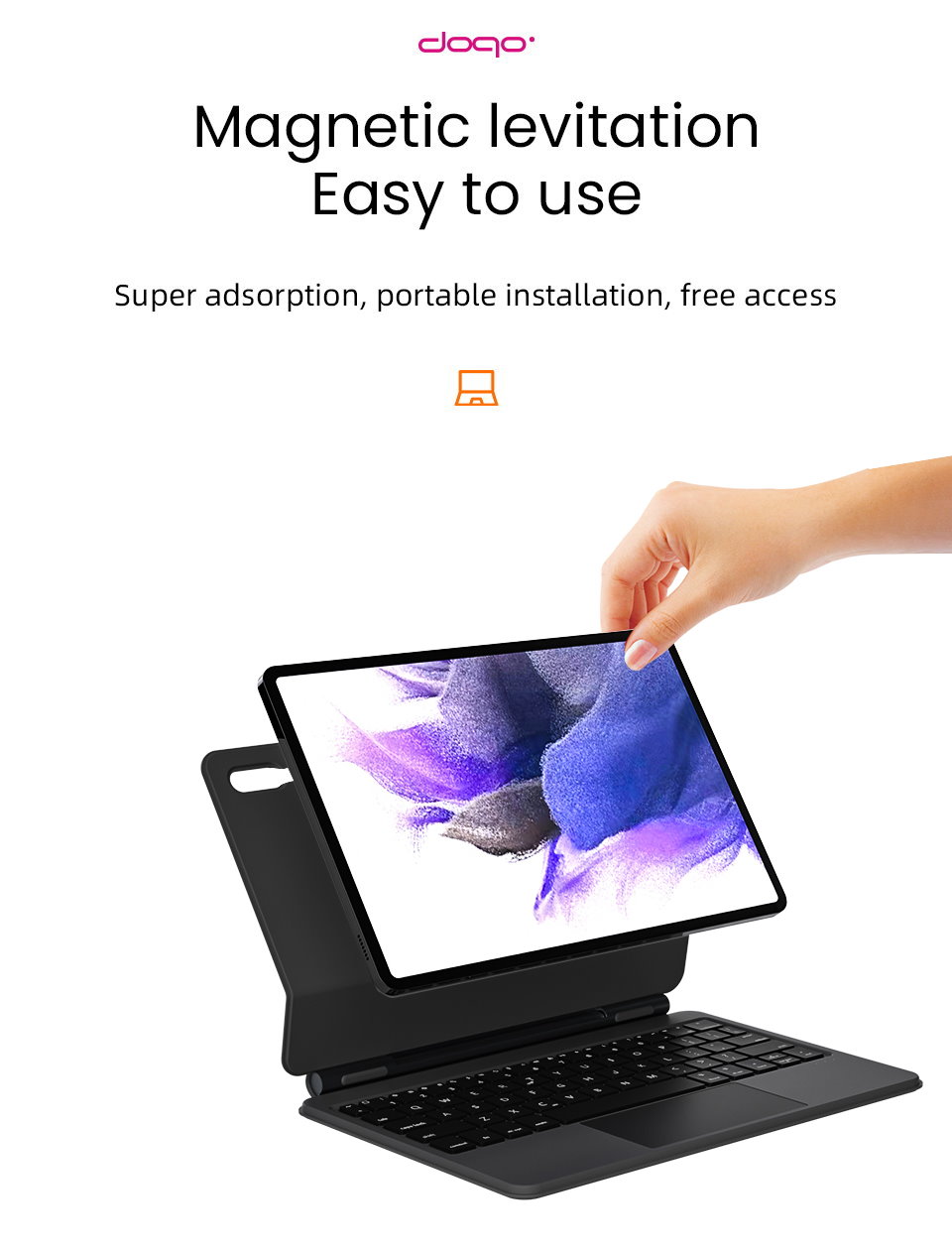 doqo 磁吸式 2020 Galaxy Tab S7 (11 吋) 巧控鍵盤保護套 - 繁體, 白