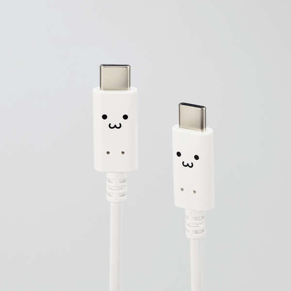 ELECOM 紫色睡臉 USB-C to USB-C 傳輸充電線 1M, 紫色