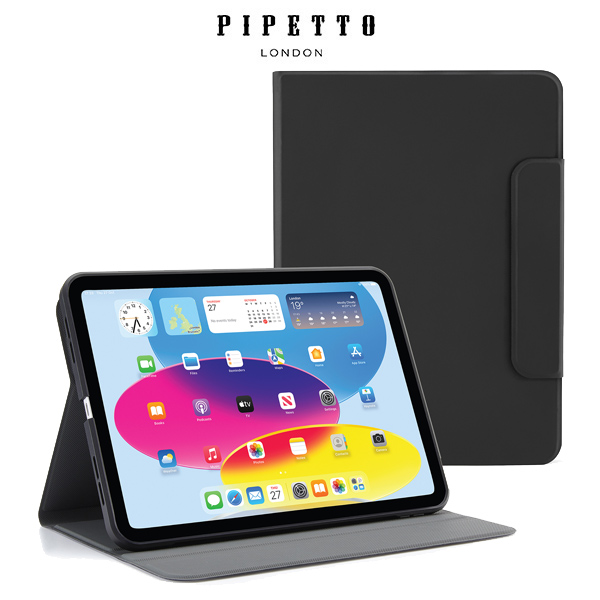 Pipetto Rotating Folio 2022 iPad Air 5 (10.9 吋) 可旋轉側翻皮套, 黑