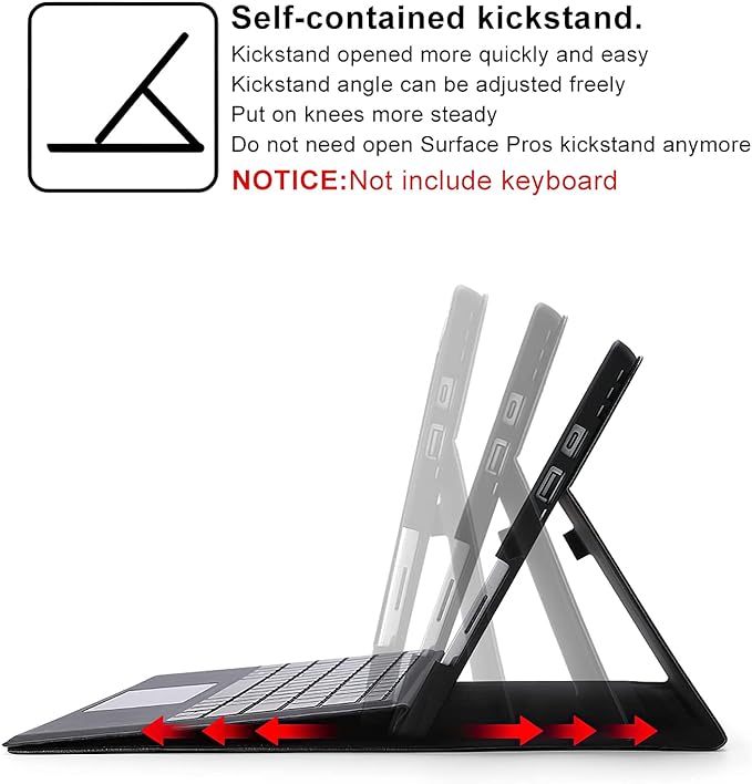 MLTIX 微軟 2023 Surface Go 4 (10.5 吋) 鍵盤皮革保護套, 黑