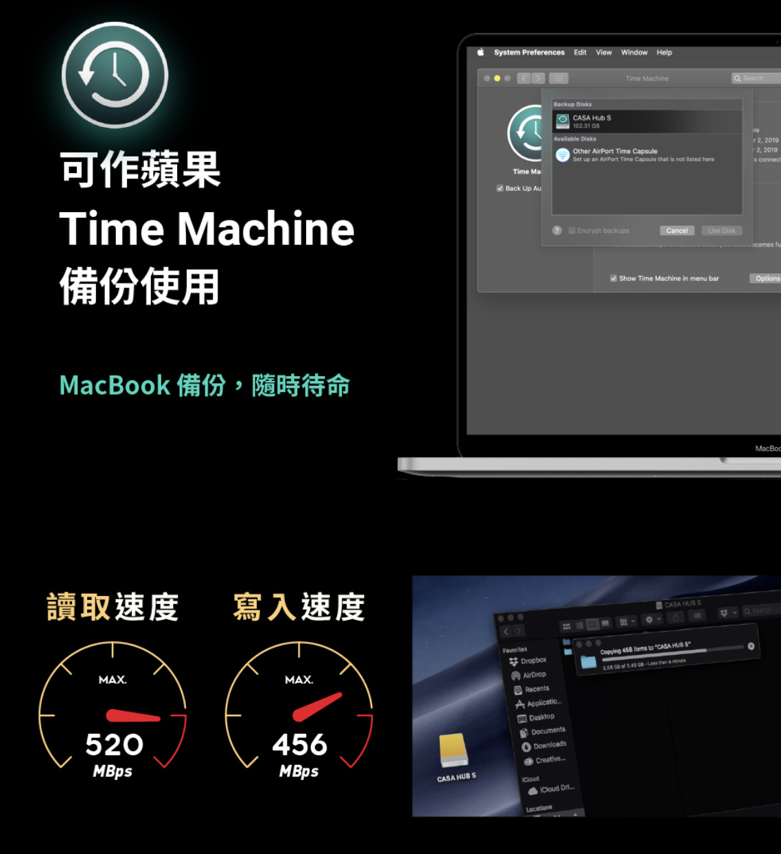 ADAM 亞果元素 CASA HUB S USB-C 五合一 240GB 外接 SSD 固態硬碟集線器