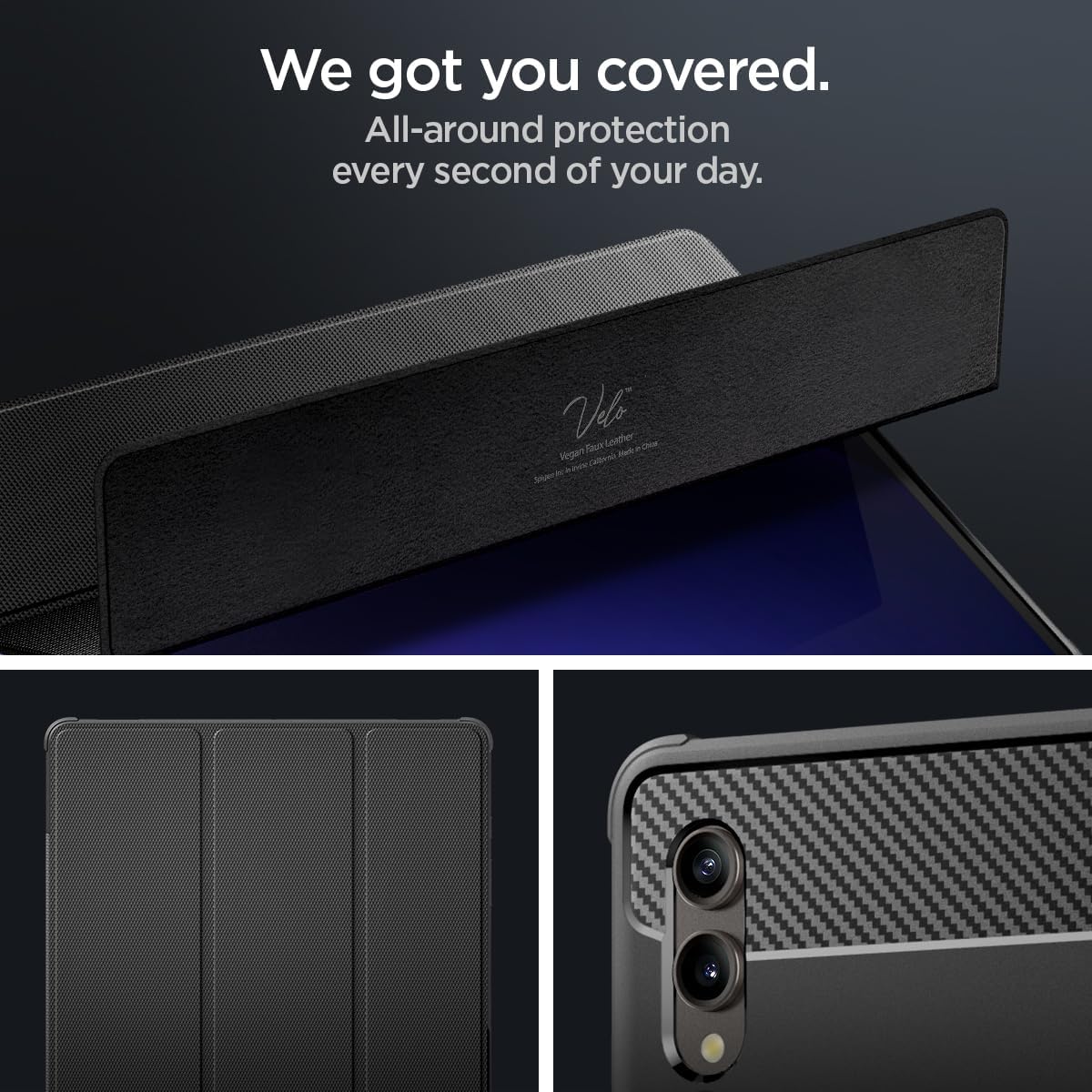 Spigen Rugged Armor Pro 2023 Galaxy Tab S9 FE+ (12.4 吋) 軍規防摔保護殼, 黑