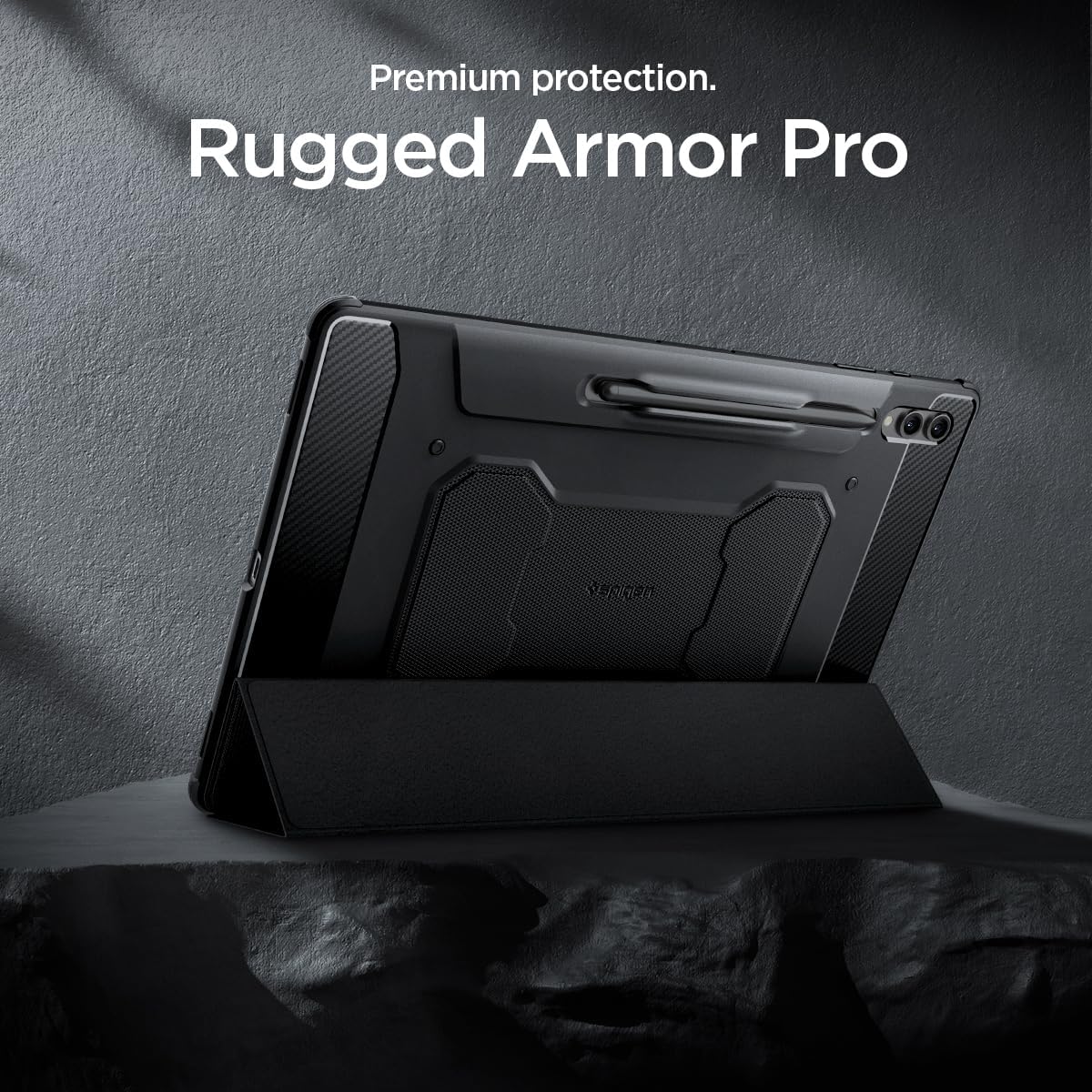 Spigen Rugged Armor Pro 2023 Galaxy Tab S9 FE+ (12.4 吋) 軍規防摔保護殼, 黑