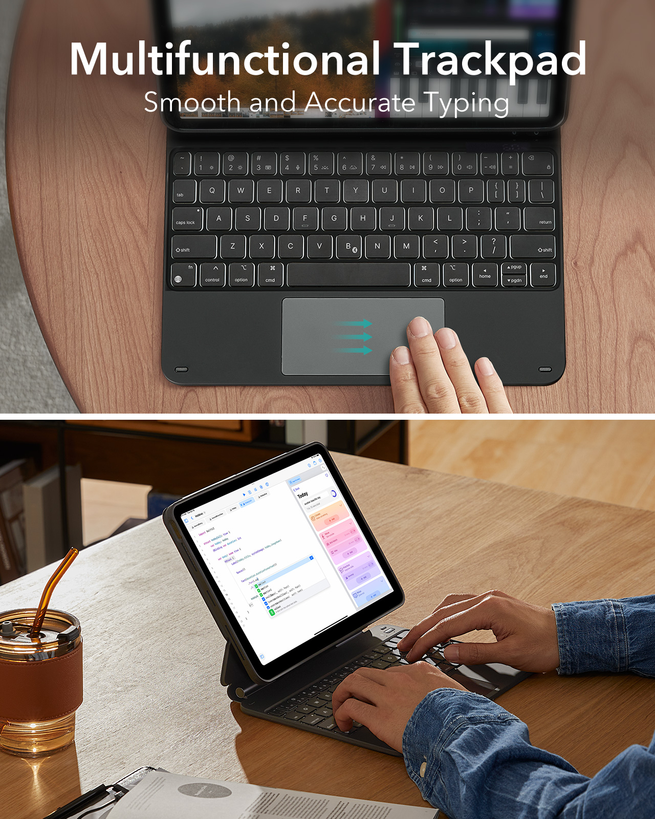 ESR 億色 可直立防摔 2024 iPad Air (13 吋, M2) 巧控鍵盤保護套 - 英文, 白
