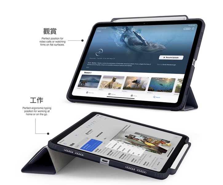 Pipetto Origami Pencil 2024 iPad Pro (13吋, M4) 含筆槽保護殼, 深藍