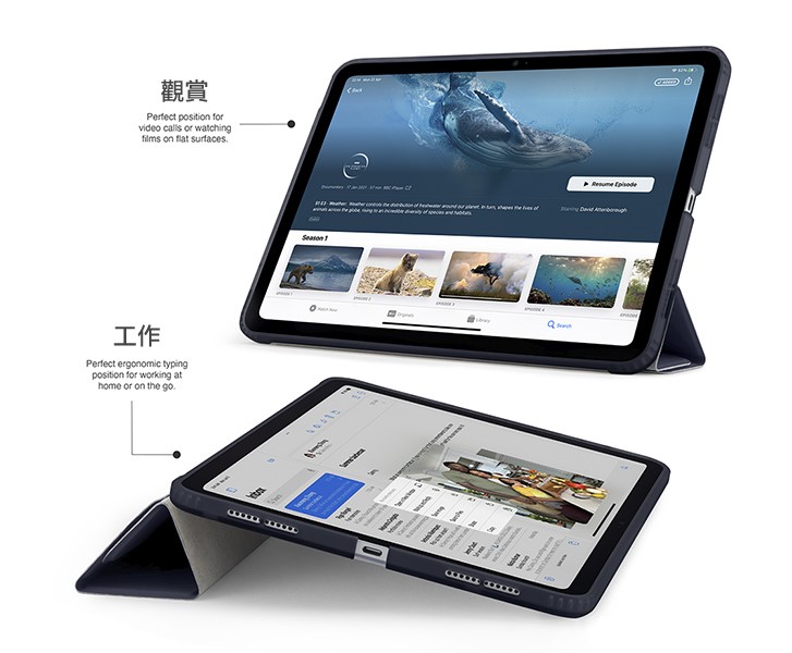 Pipetto Origami TPU 2024 iPad Pro (11吋, M4) 多角度支架保護殼, 深灰