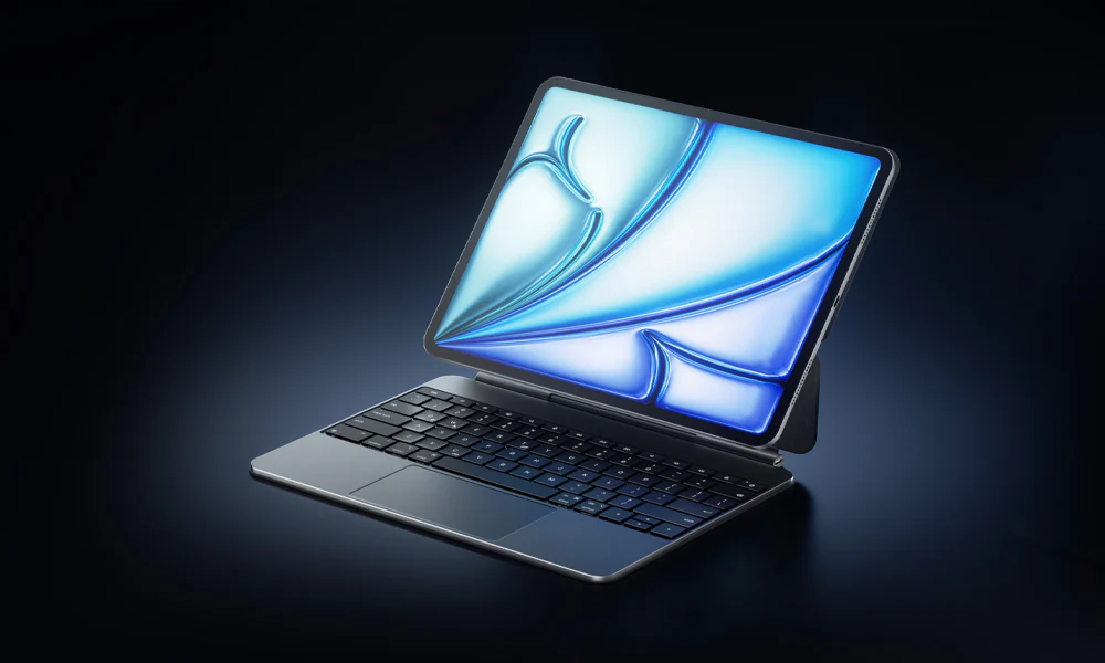 doqo 6 鋁合金巧控磁吸式 2024 iPad Air (13 吋, M2) 鍵盤保護殼 - 繁體, 黑