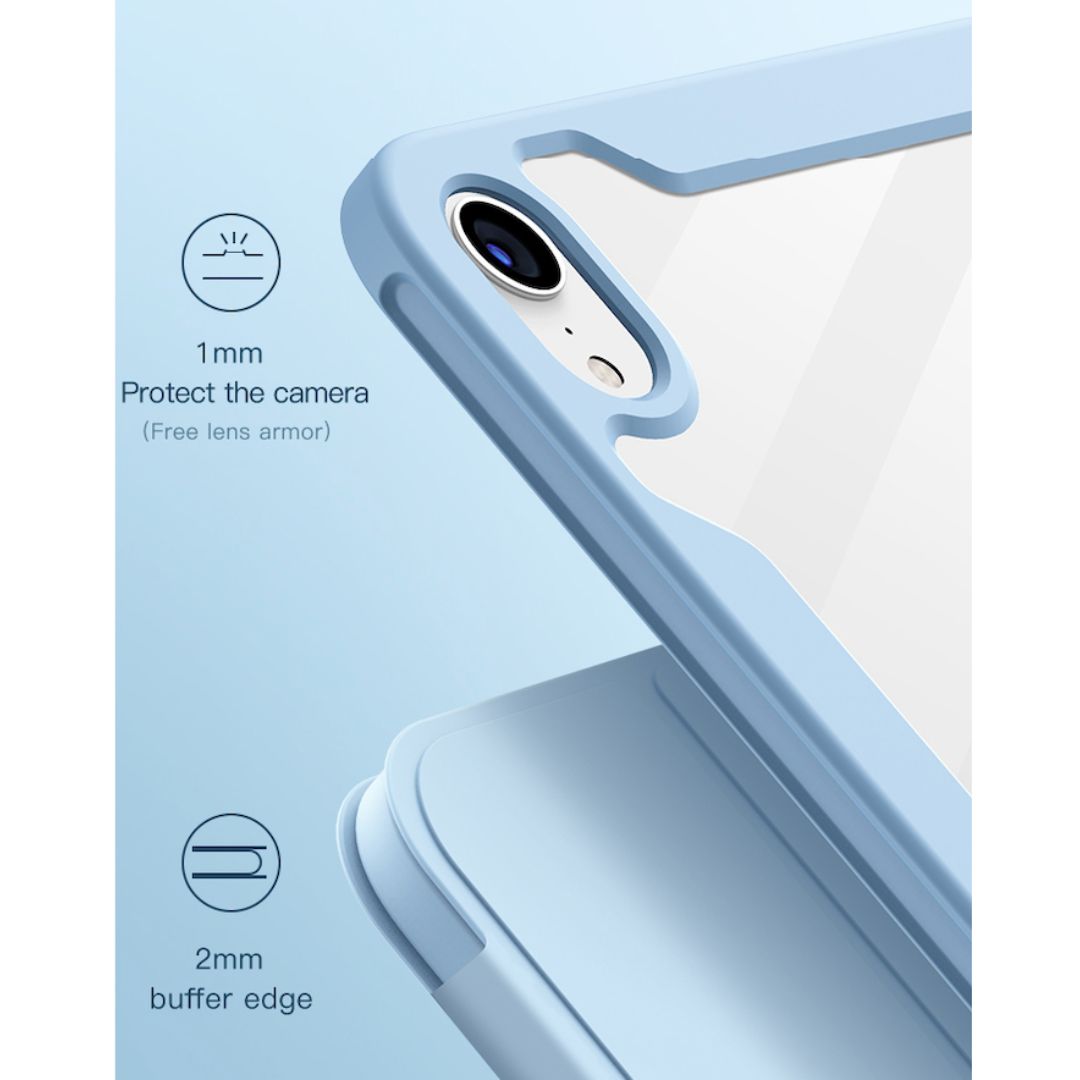MLTIX 可拆磁吸款 2021 iPad mini 6 (8.3 吋) 含磁扣透明背蓋保護套, 天空藍