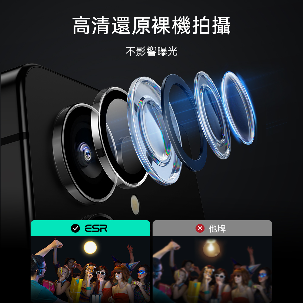 ESR 億色 三星 Galaxy S25 Ultra 6.9 吋 (2025) 獨立式高清鏡頭膜, 透明