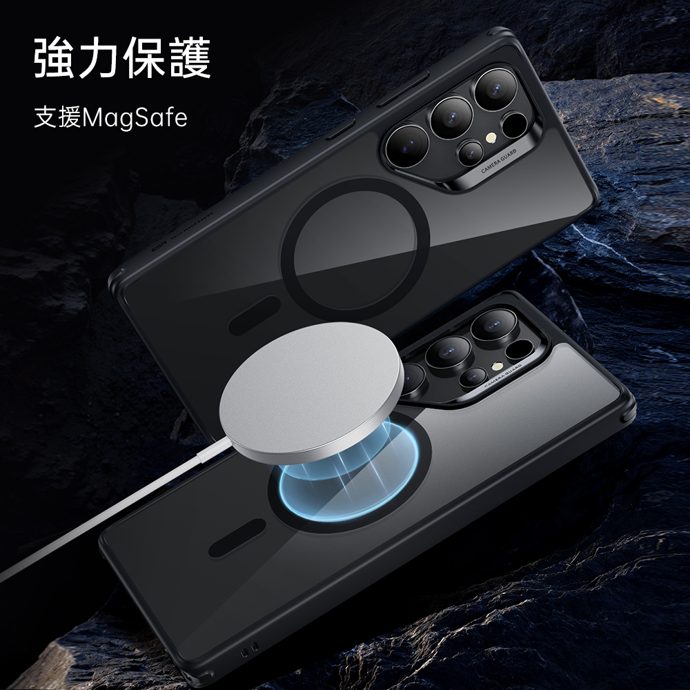ESR 億色 巧匯系列 Galaxy S25 Plus 6.7 吋 (2025) 磁電空間磁吸手機殼, 黑邊/半透黑