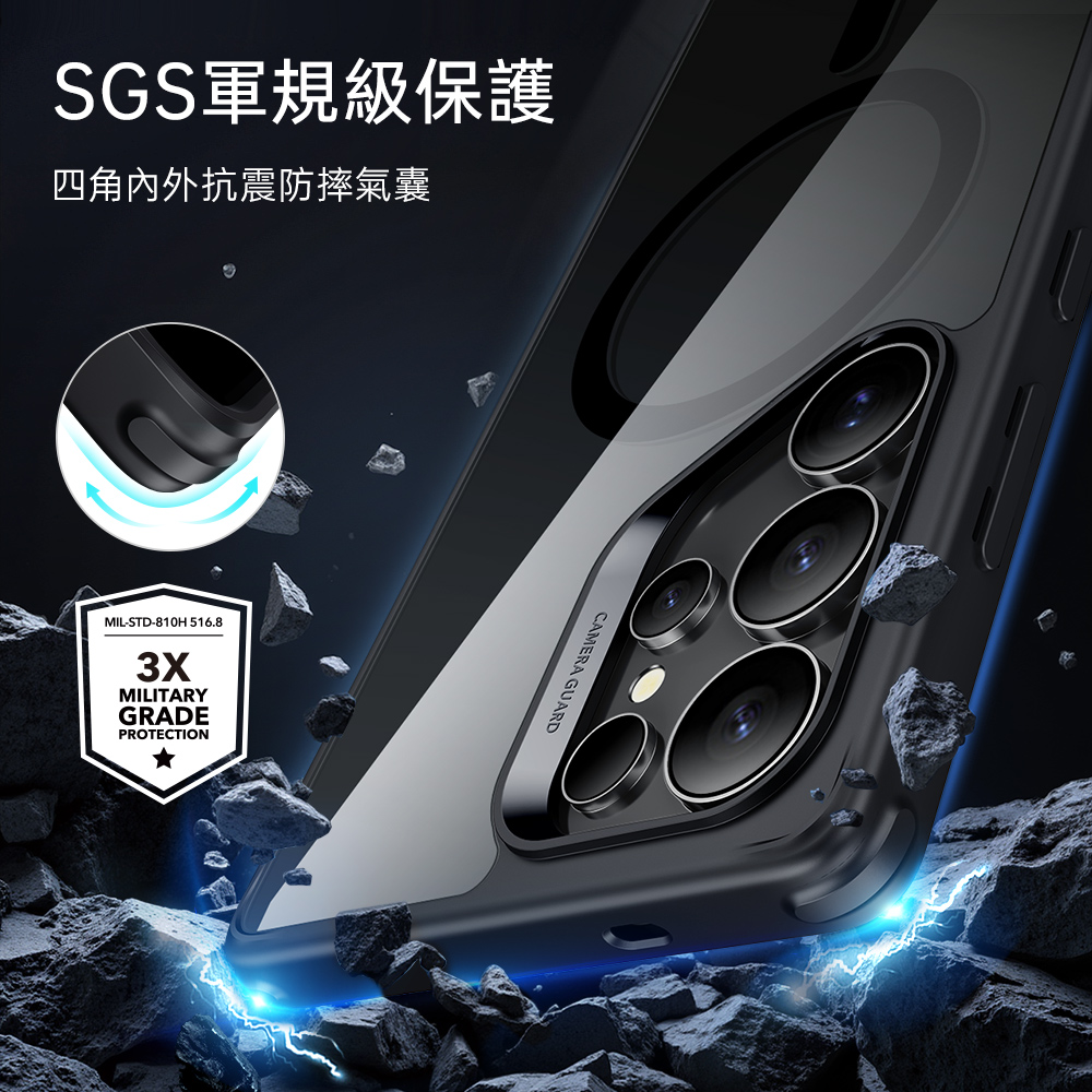 ESR 億色 巧匯系列 Galaxy S25 Plus 6.7 吋 (2025) 磁電空間磁吸手機殼, 黑邊/半透黑