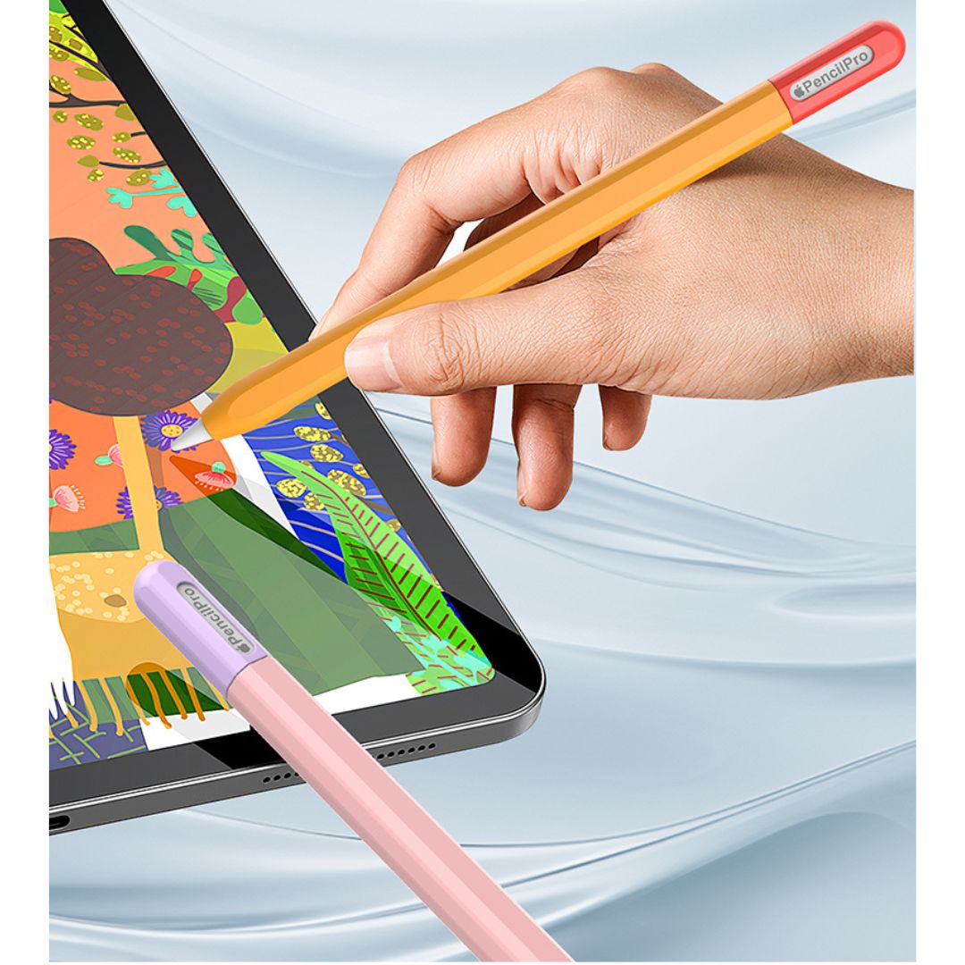 MLTIX 混色系列 Apple Pencil Pro 超薄矽膠筆套, 粉/紫